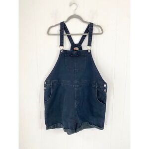 Fervour Modcloth Dark Wash Denim Shortalls Size 2X Blue Jean Overalls Shorts